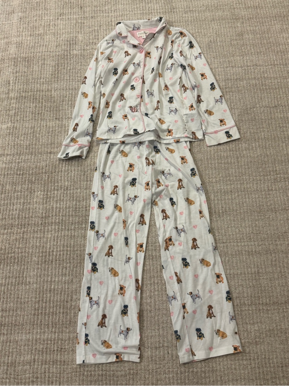 P.J. Salvage Dog & Heart Print Pajama Set with Pink Trim